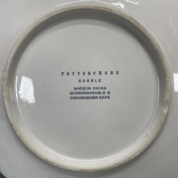 Pottery Barn Thanksgiving Gobble Turkey 7" Dessert Bread Dinner Plate Saucer (2) - Picture 2 of 4